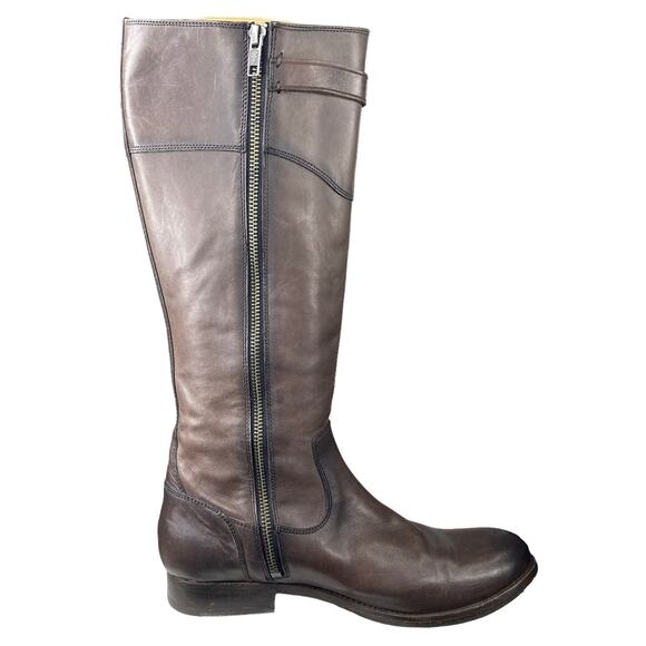 Frye Women's Molly Button Smoke Brown Leather Riding Boot Size US 8.5 - Picture 4 of 14